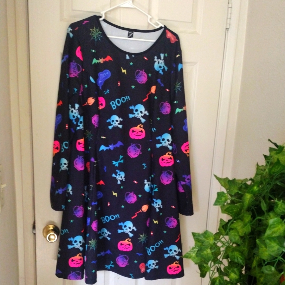 Shein curve plus 4X size Halloween spooky witchy tunic mini dress